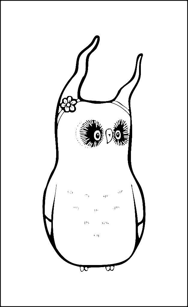 Funny girl owl. Graphics, drawn by liners.